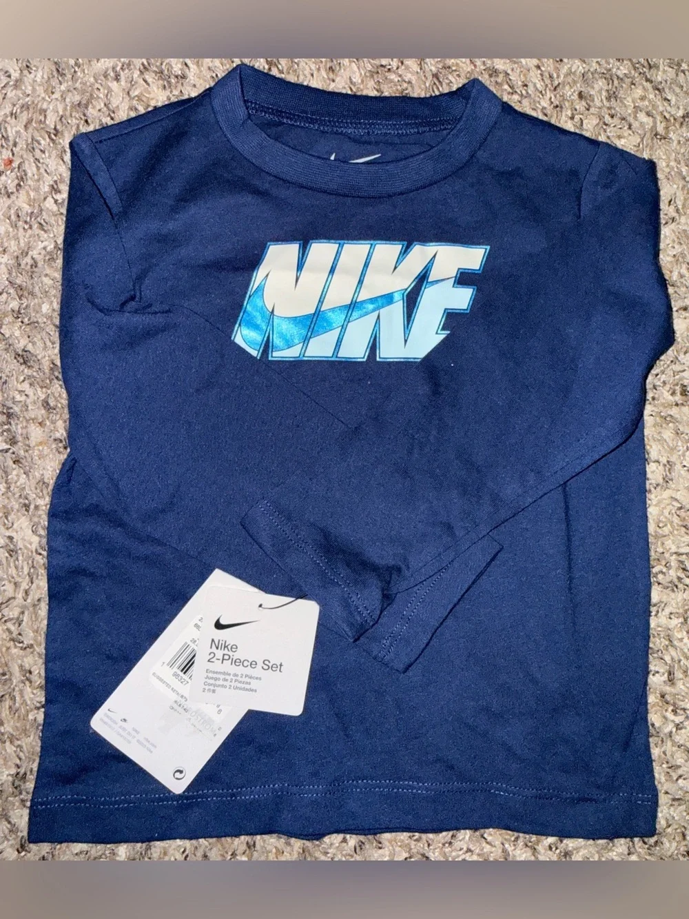 Nike Boys Long-Sleeve Navy Top with Bright Blue Jogger Pants